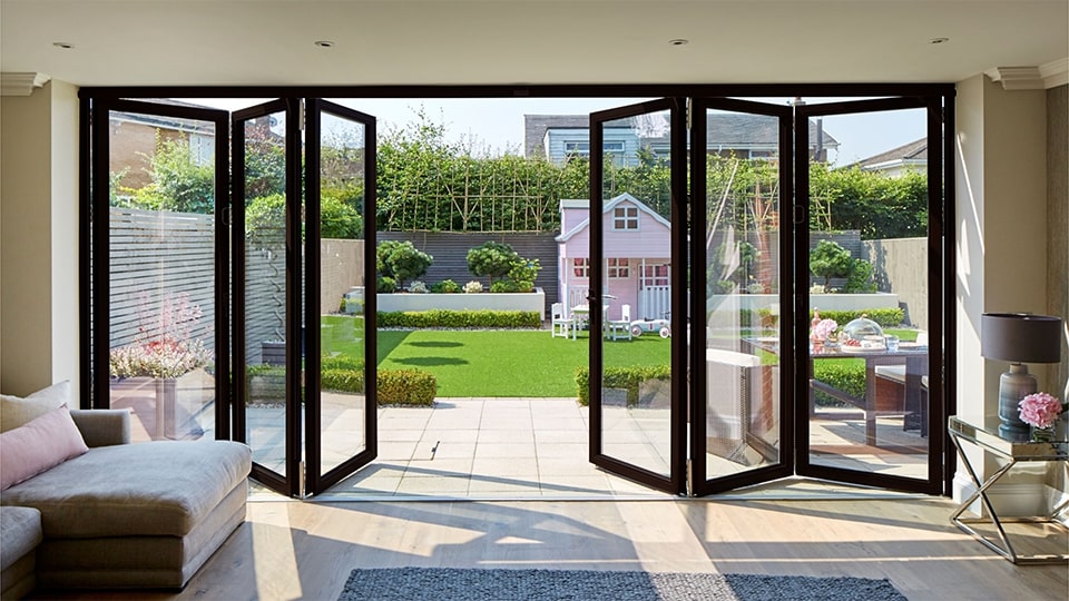 uPVC bifold door looking onto garden