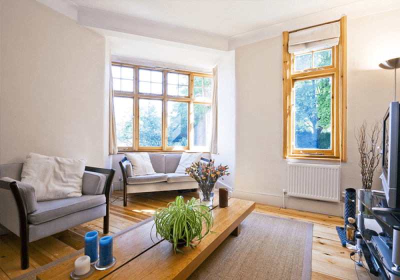 replacement timber windows installed in a home.