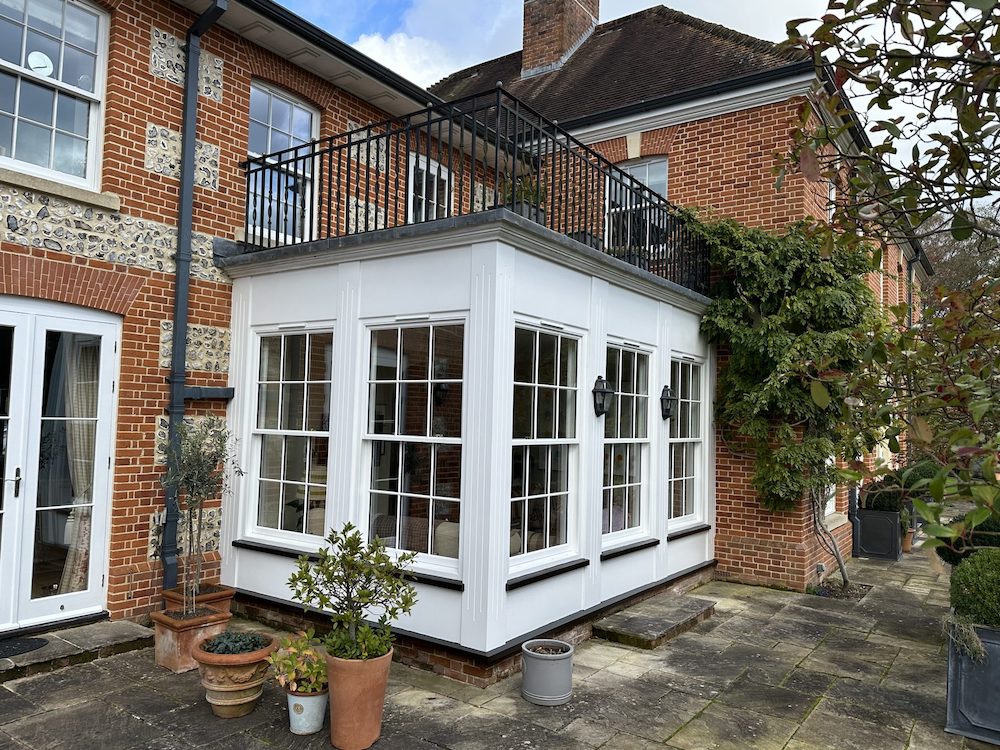 white flush sash windows