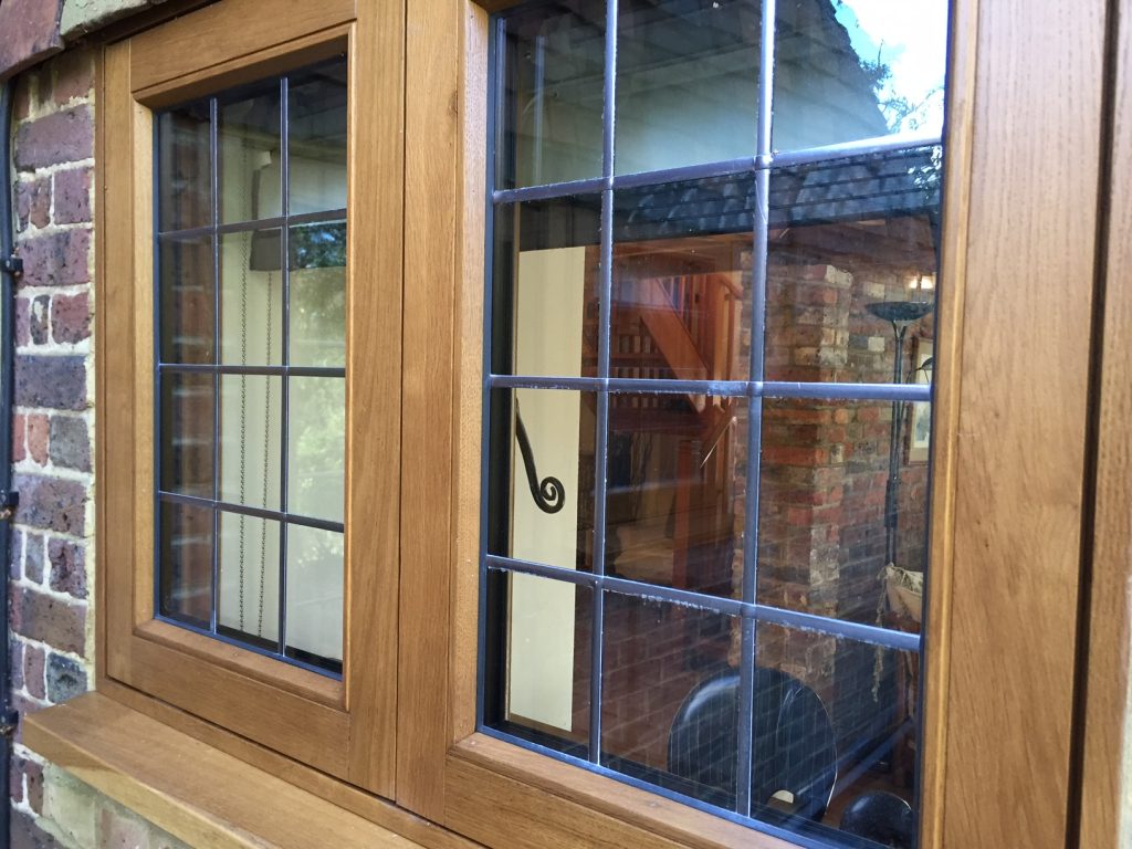 brown flush sash window