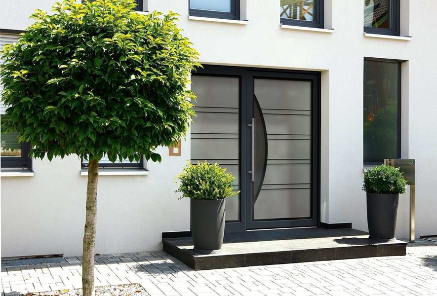 black entrance door