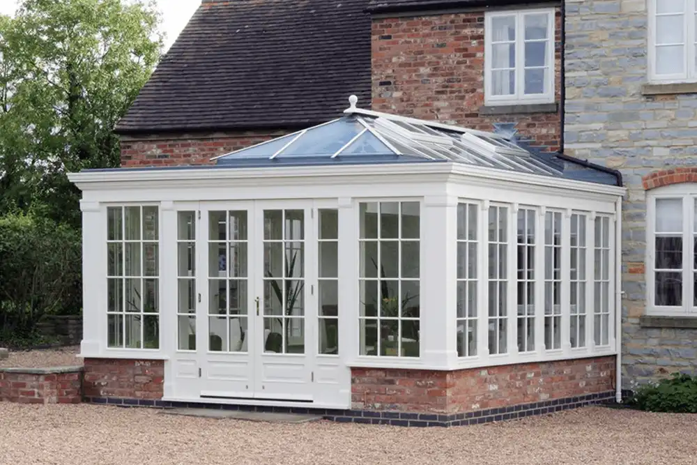 white edwardian bespoke timber conservatory