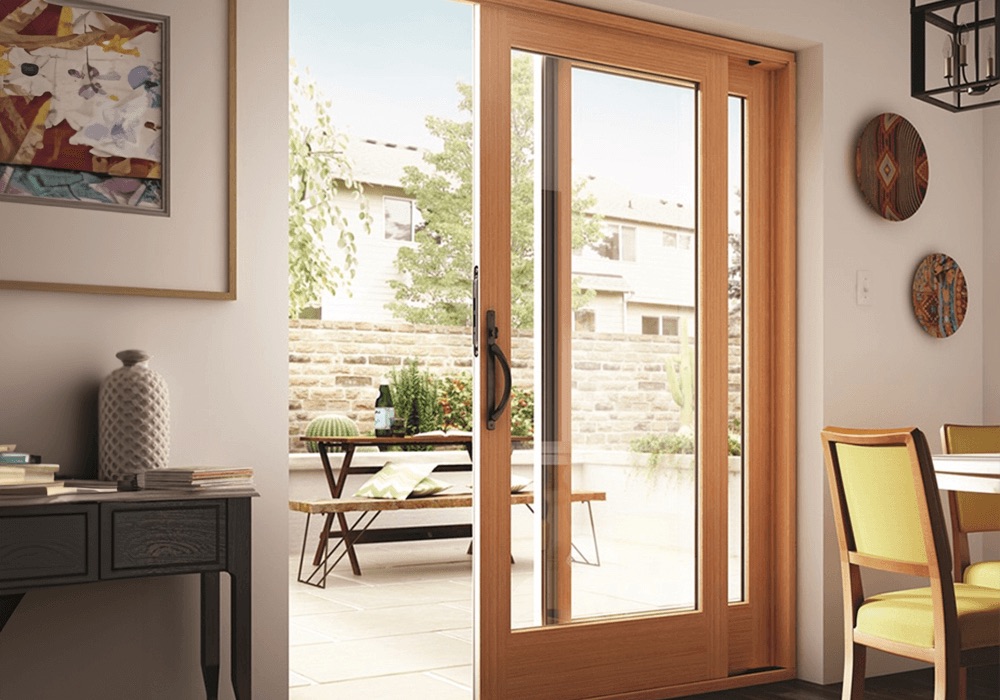 brown sliding door