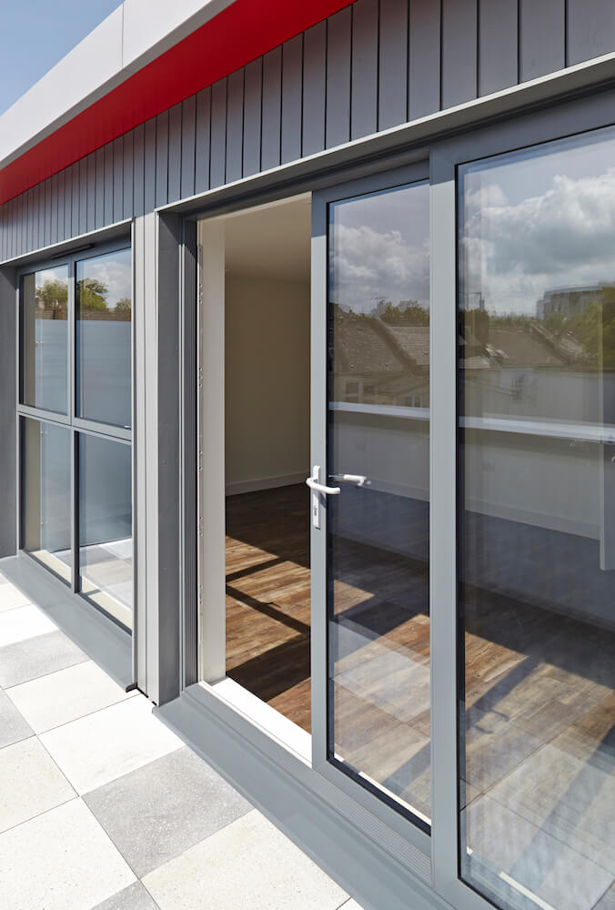 grey sliding door