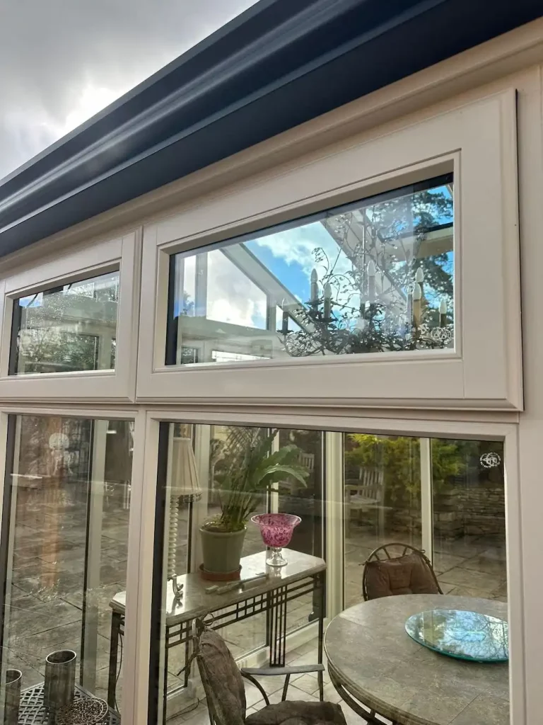 cream timber casement window